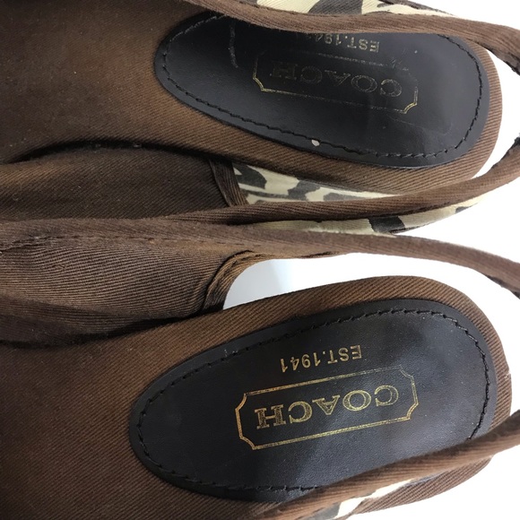 Coach Slingback Brown & Cream Zebra Print Sydney Wedges Sz 10 - Picture 5 of 13